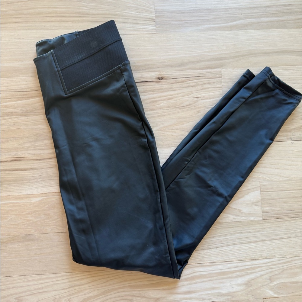 Faux Leather Fleece Lined Black Leggings